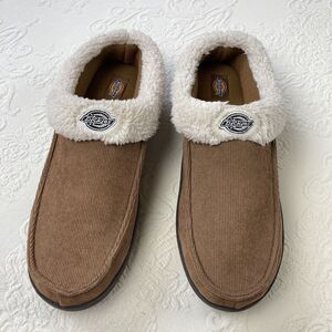 Dickies Slippers Corduroy Sherpa Men Large 9.5 to 10.5 Brown Clog Indoor Outdoor